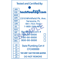 Backflow Tags - 1 color 1 side, STYLE A