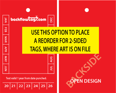 Backflow Tags - 1 color 2 sides, REORDER